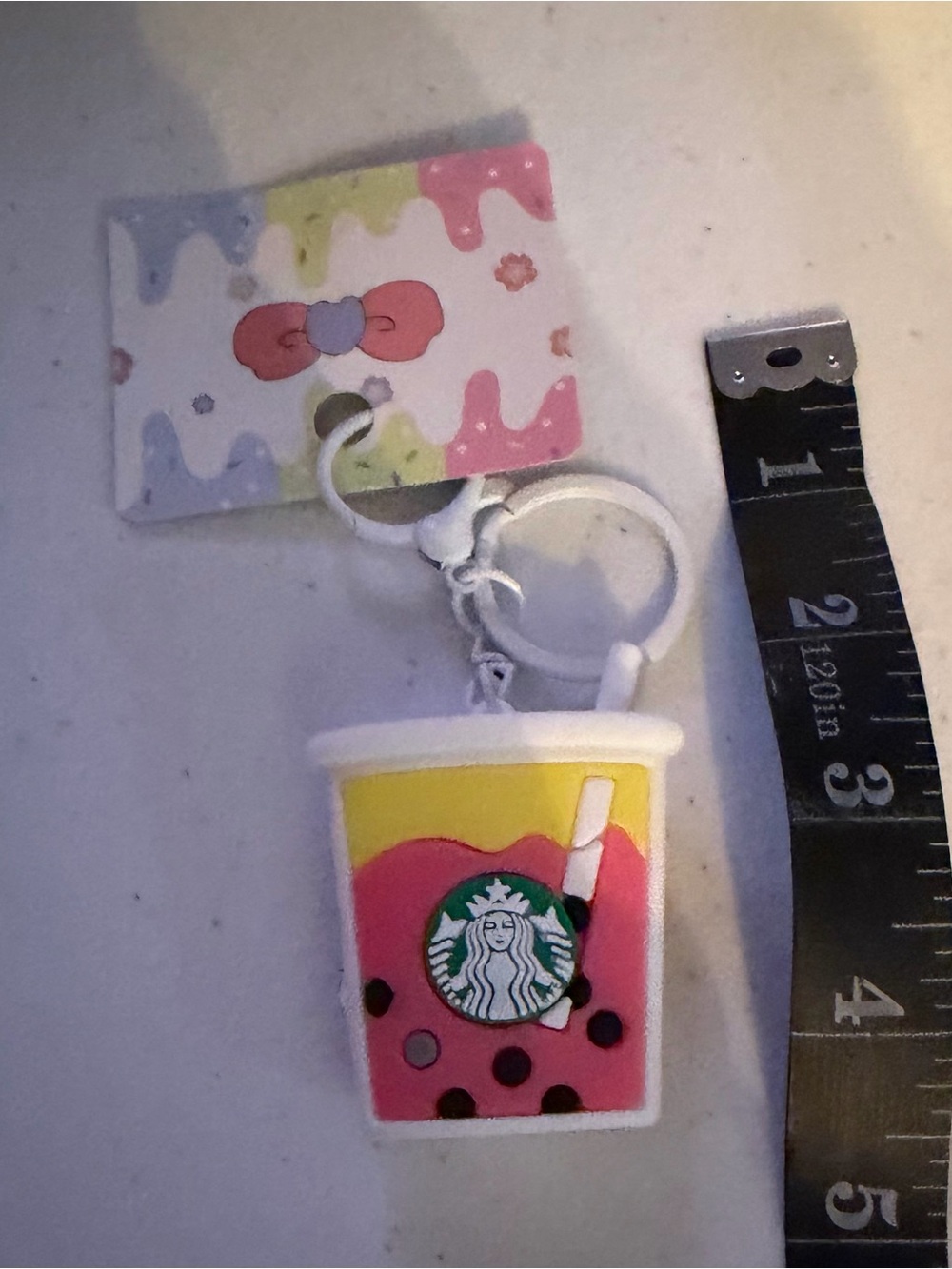 Starbucks Pink & Yellow Bubble Tea Phone Charm Keyring